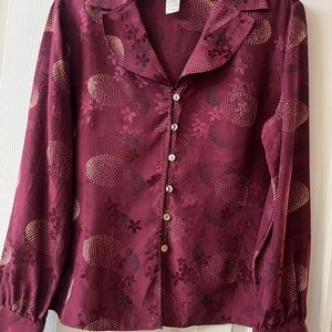 Jones New York Burgundy Button Down Shirt